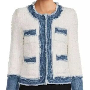 Nanette Lepore White Boucle and Denim Jacket -